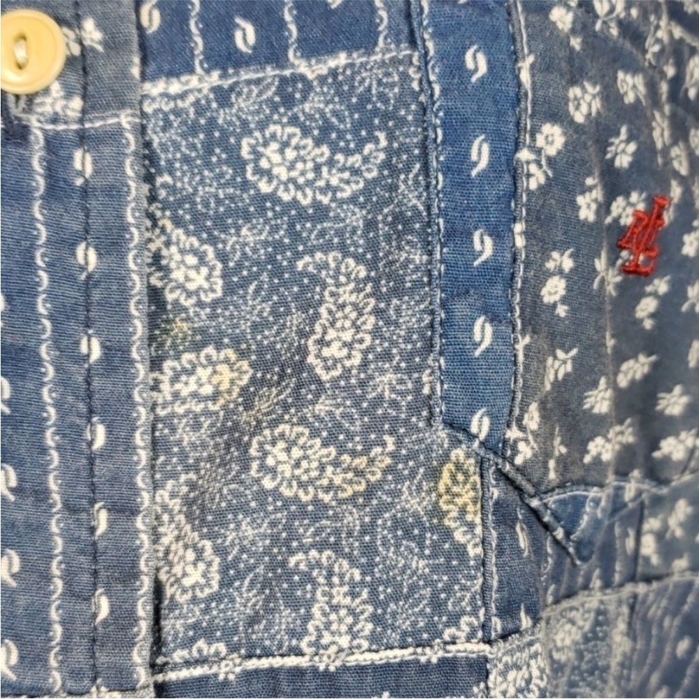 Lauren Ralph Lauren green label sleeveless chambray button front top - Picture 6 of 12